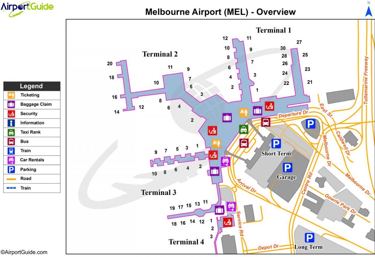 карта терминали на летище Мелбърн
