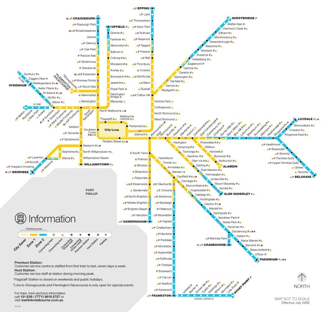 метрото в Мелбърн картата