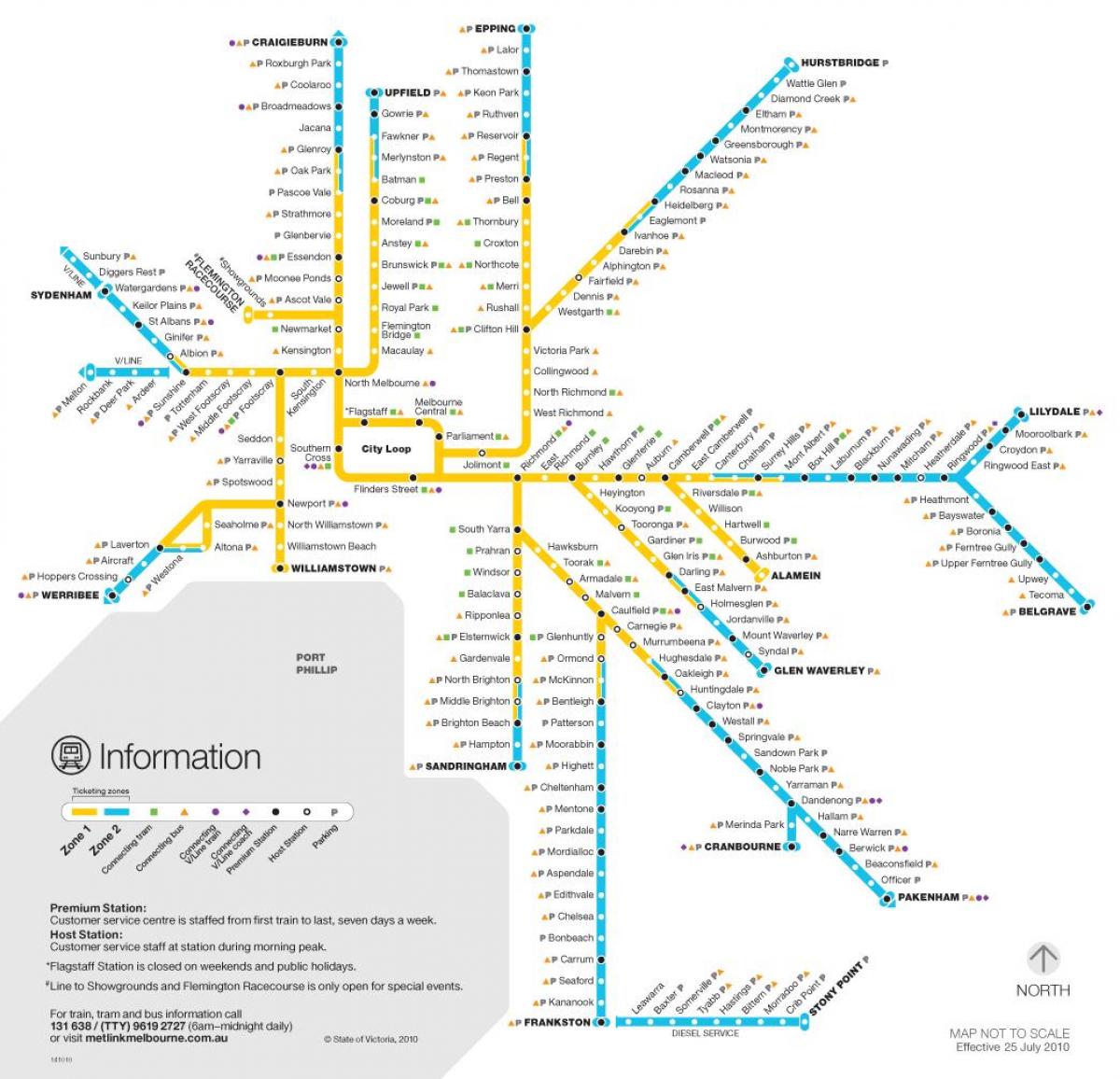 Железопътна мрежа на Мелбърн картата