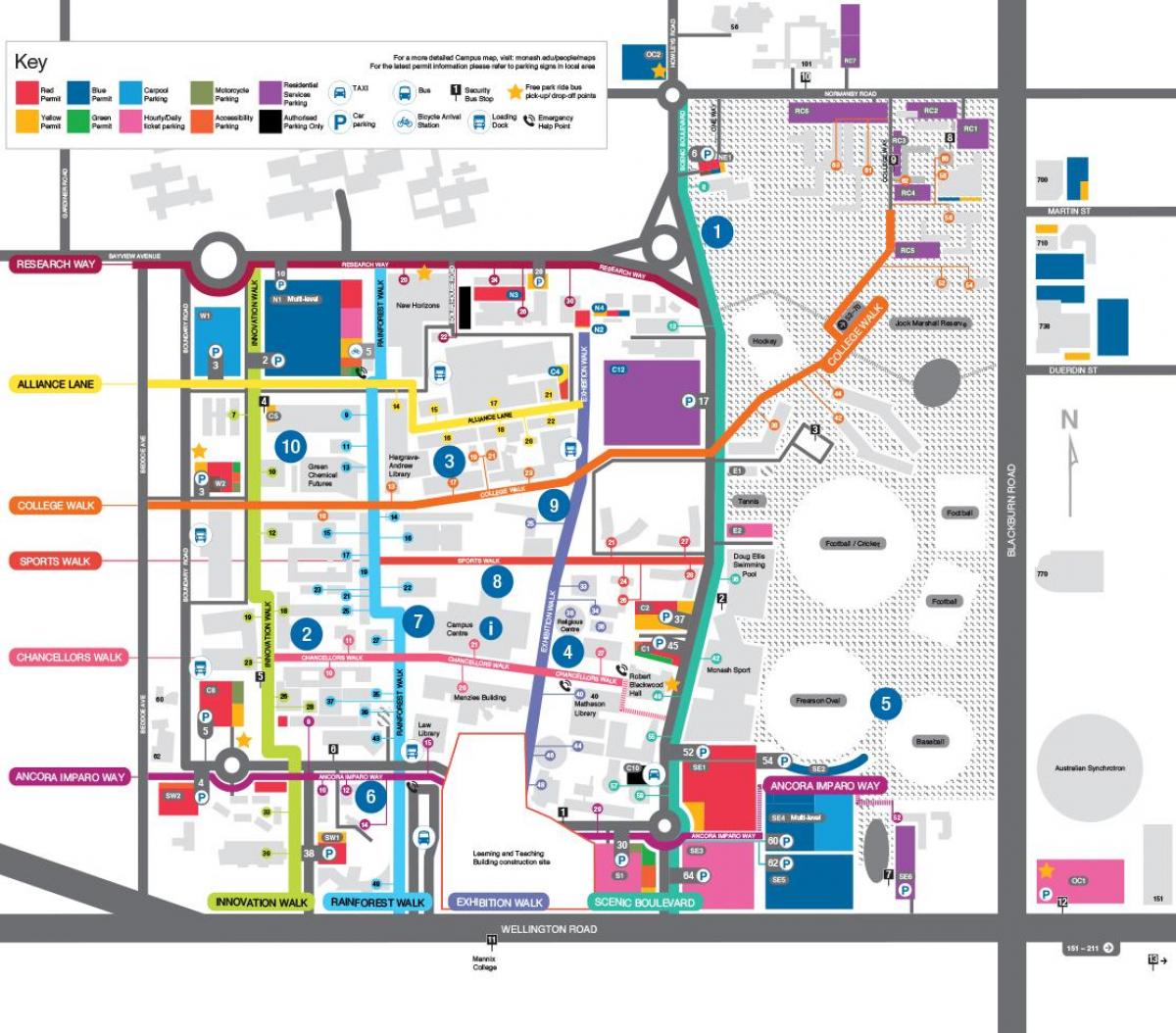 карта на университета Монаша