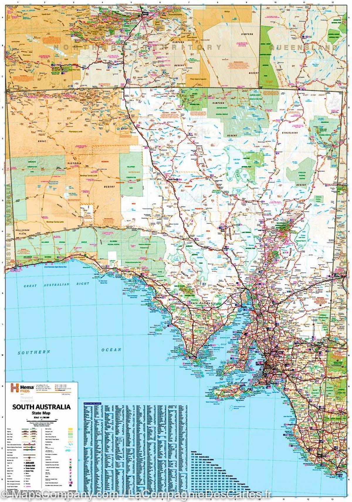 карта на Южна Австралия